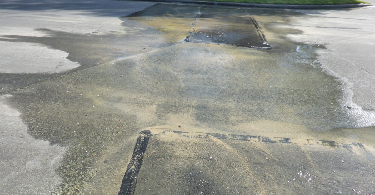 A photo of a water leak on Camberwell Place There was a lot of sediment in the water